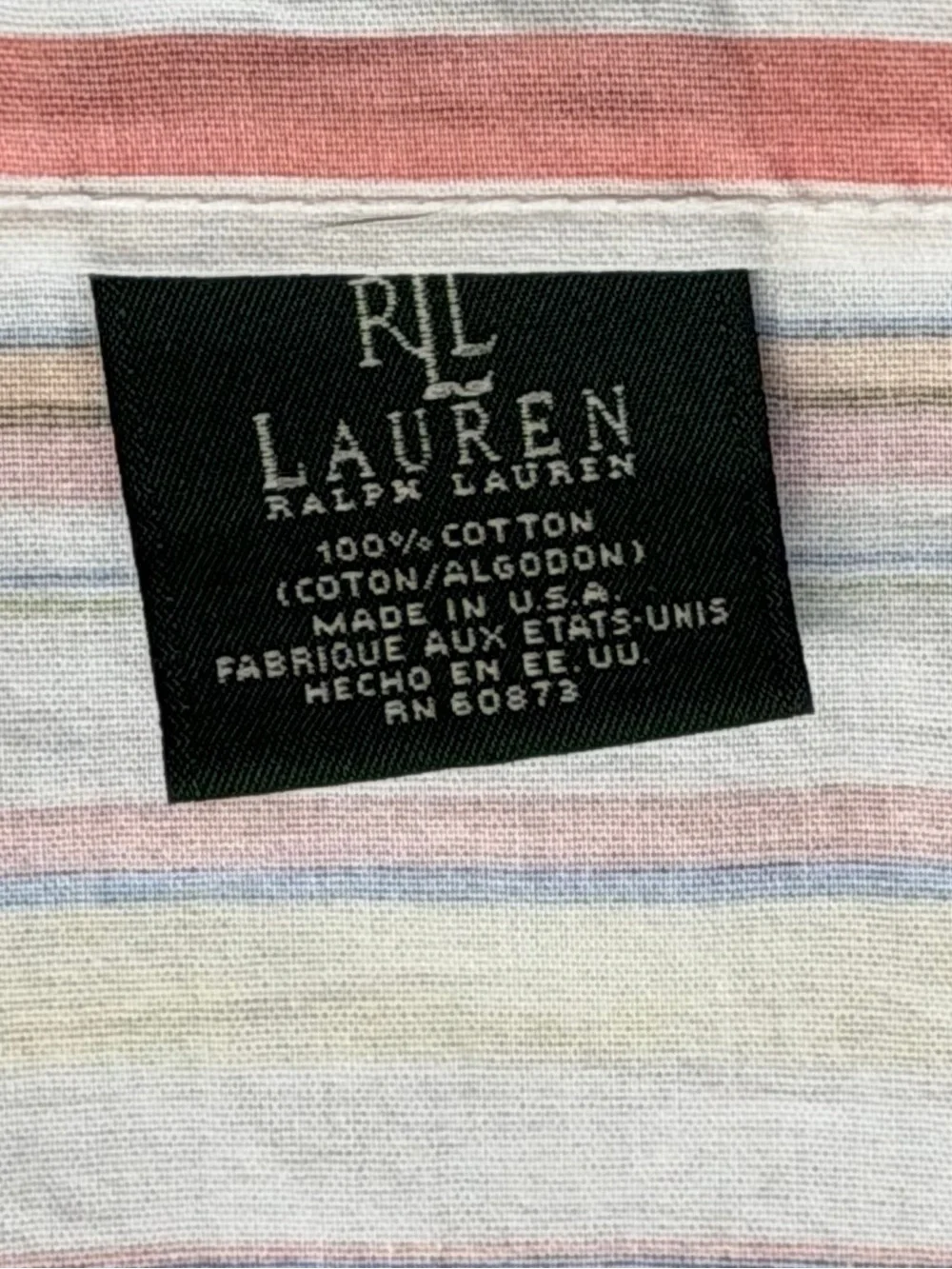 Vintage 80s Ralph Lauren Harbor View Multi-Color Stripe Cotton Twin Flat Sheet